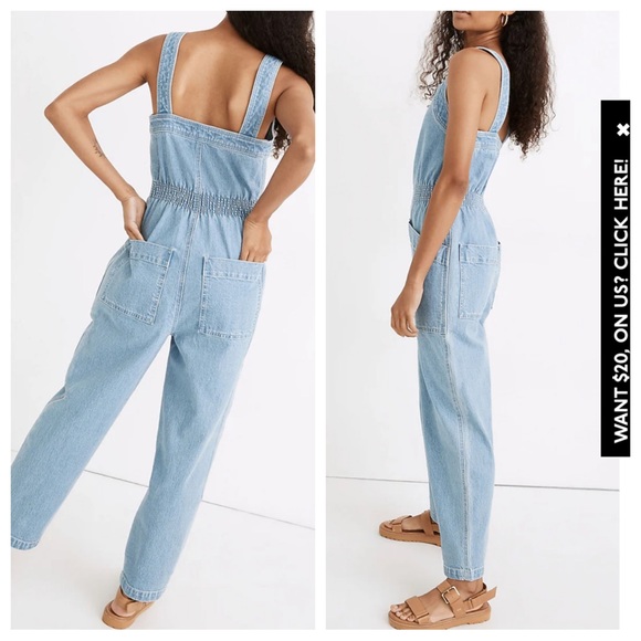 Madewell Denim Zip Smock-Waist Jumpsuit in Baisley Wash - Picture 2 of 7